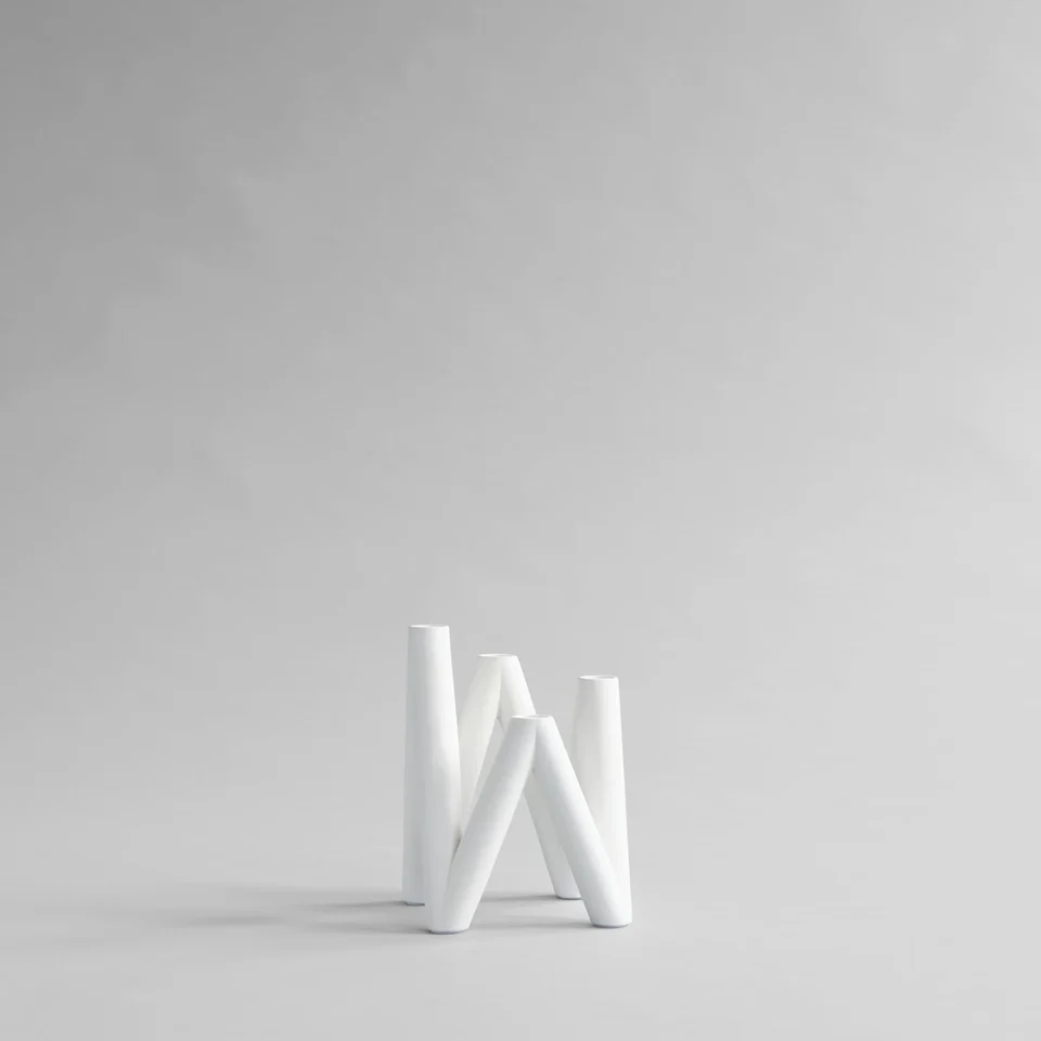 W形燭台 - 骨白色
